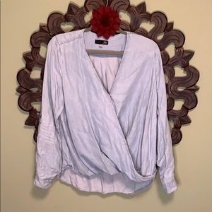 Chambray wrap-style blouse size large